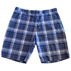 Tommy Hilfiger Classic Fit Bermuda Shorts Navy Blue Plaid Men’s Size 36 Preppy